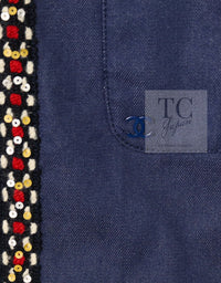 CHANEL 04A Blue Cotton Denim Zipper Dress Coat 38 シャネル ブルー コットン デニム ジッパー ワンピース コート 即発