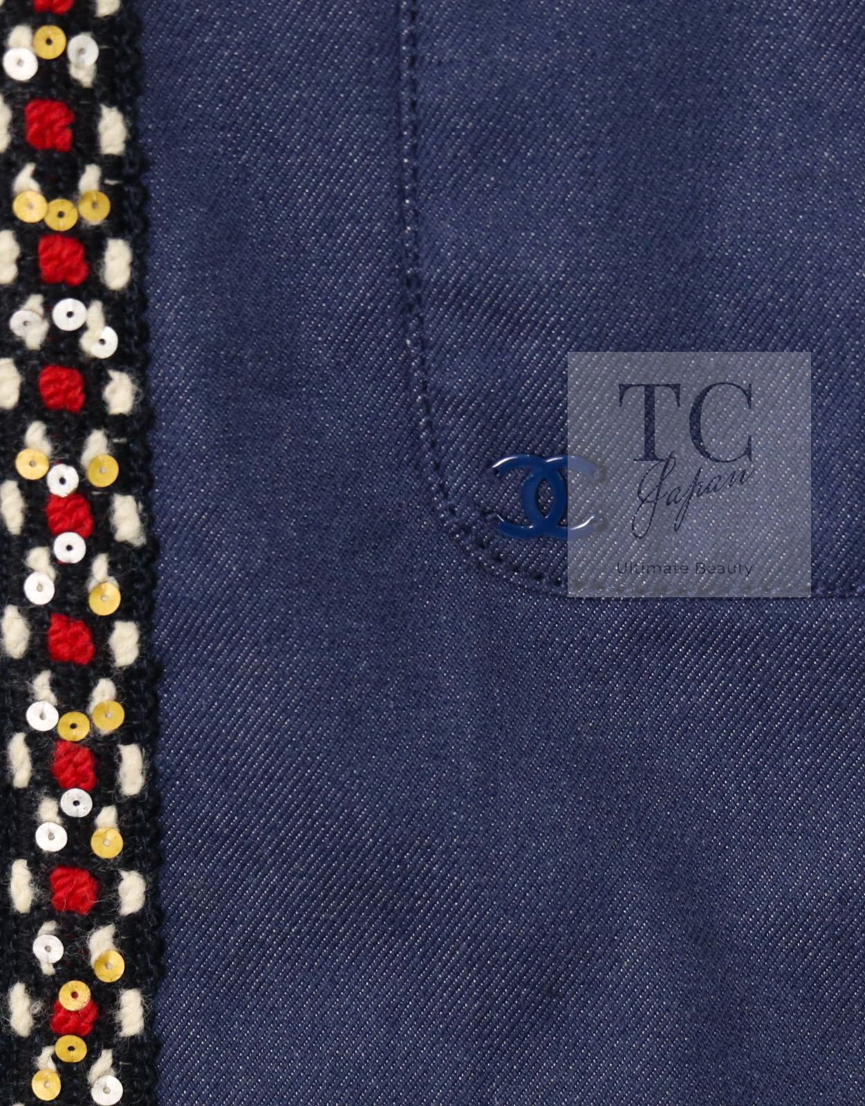 CHANEL 04A Blue Cotton Denim Zipper Dress Coat 38 シャネル ブルー コットン デニム ジッパー ワンピース コート 即発