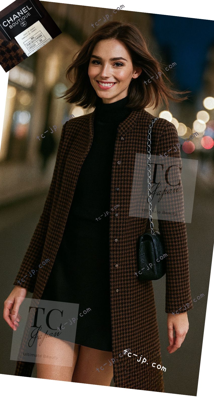 シャネル ヴィンテージ ワンピース コート CHANEL ブラウン ブラック  