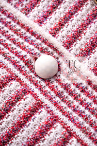CHANEL 15S Red White Stripe Knit Cardigan 36 38 シャネル レッド ホワイト ストライプ ニット カーディガン 即発