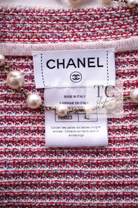 CHANEL 15S Red White Stripe Knit Cardigan 36 38 シャネル レッド ホワイト ストライプ ニット カーディガン 即発