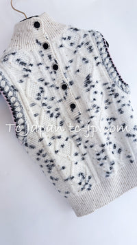 CHANEL 21PF Ivory Cashmere Wool Knit Tops Vest Sweater 38 シャネル アイボリー カシミア ウール ニット トップス ベスト セーター 即発