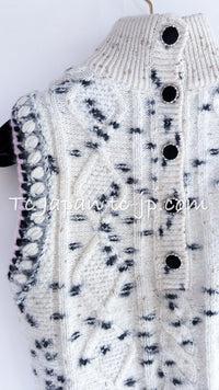 CHANEL 21PF Ivory Cashmere Wool Knit Tops Vest Sweater 38 シャネル アイボリー カシミア ウール ニット トップス ベスト セーター 即発