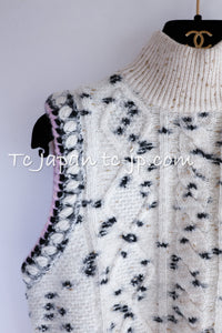CHANEL 21PF Ivory Cashmere Wool Knit Tops Vest Sweater 38 シャネル アイボリー カシミア ウール ニット トップス ベスト セーター 即発