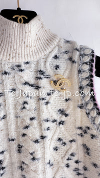 CHANEL 21PF Ivory Cashmere Wool Knit Tops Vest Sweater 38 シャネル アイボリー カシミア ウール ニット トップス ベスト セーター 即発