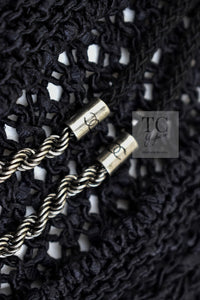 CHANEL 11S Black CC Chain Cotton Knit Cardigan 40 42 シャネル ブラック CC チェーン コットン ニット カーディガン 即発