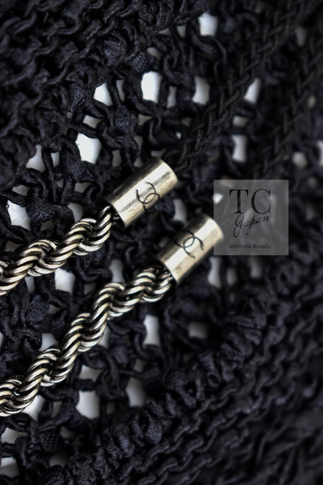 CHANEL 11S Black CC Chain Cotton Knit Cardigan 40 42 シャネル ブラック CC チェーン コットン ニット カーディガン 即発