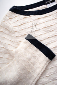 CHANEL 12C Ivory Cotton Cashmere Knit Dress 34 36 シャネル アイボリー ジャージ カシミア混 コットン ニット ワンピース 即発