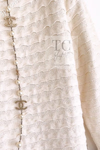 CHANEL 12C Ivory Cotton Cashmere Knit Dress 34 36 シャネル アイボリー ジャージ カシミア混 コットン ニット ワンピース 即発