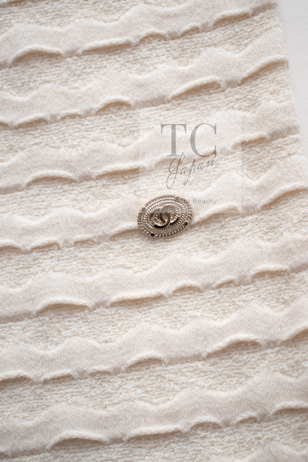 CHANEL 12C Ivory Cotton Cashmere Knit Dress 34 36 シャネル アイボリー ジャージ カシミア混 コットン ニット ワンピース 即発