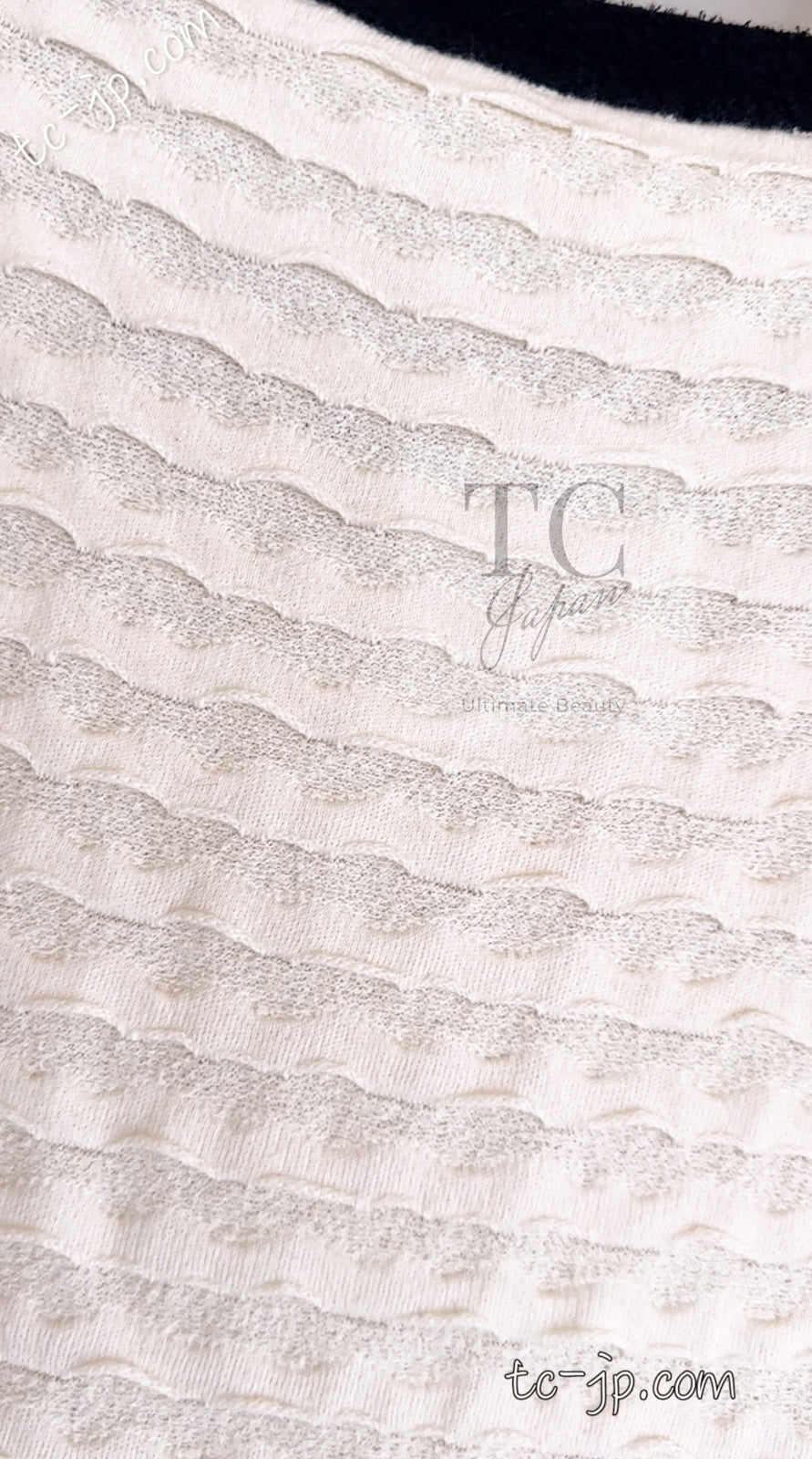 CHANEL 12C Ivory Cotton Cashmere Knit Dress 34 36 シャネル アイボリー ジャージ カシミア混 コットン ニット ワンピース 即発