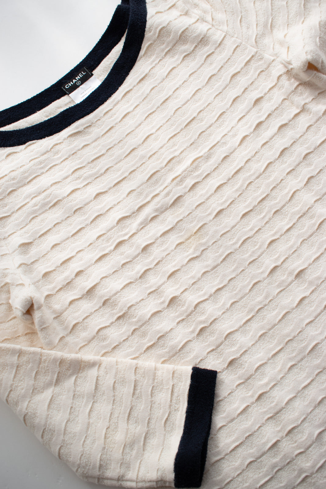 CHANEL 12C Ivory Cotton Cashmere Knit Dress 34 36 シャネル アイボリー ジャージ カシミア混 コットン ニット ワンピース 即発