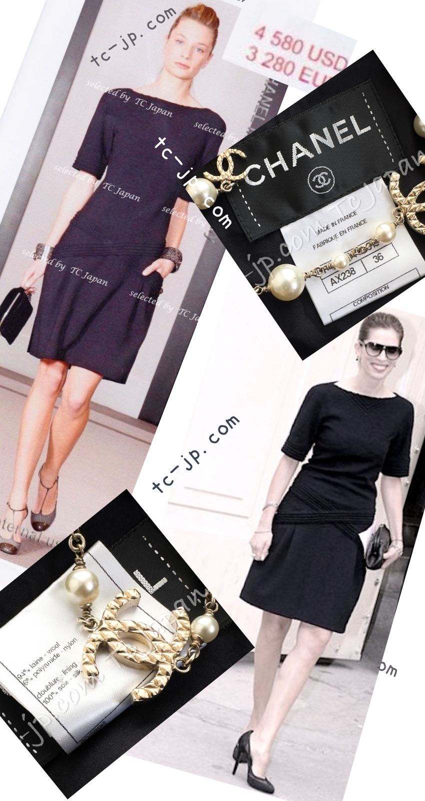 CHANEL 12A Dark Navy Gripoix Wool Dress Jessica Biel 36 シャネル ダークネイビー グリポワ装飾 ウール ワンピース 即発