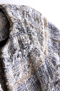 CHANEL 18C Gray Beige Ivory Fringe Tweed Dress 38 シャネル グレー ベージュ アイボリー フリンジ ツイード ワンピース 即発