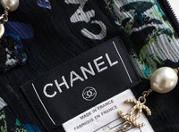 CHANEL 07C Black Blue Graffiti Tweed Dress 34 36 38 シャネル ブラック ブルー グラフィティ ツイード ワンピース 即発
