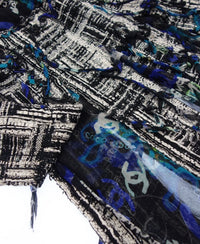 CHANEL 07C Black Blue Graffiti Tweed Dress 34 36 38 シャネル ブラック ブルー グラフィティ ツイード ワンピース 即発