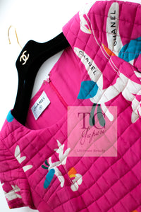 CHANEL 00T Vintage Pink Silk 100 Floral Pleated Dress 34 シャネル ヴィンテージ 花柄フローラル シルク 100% プリーツ ワンピース 即発