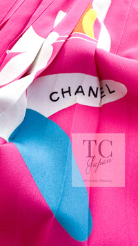 CHANEL 00T Vintage Pink Silk 100 Floral Pleated Dress 34 シャネル ヴィンテージ 花柄フローラル シルク 100% プリーツ ワンピース 即発