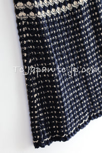 CHANEL 12S Beige Navy Mix Tweed Knit Dress 36 38 シャネル ベージュ ネイビー ミックス ツイード ニット ワンピース 即発