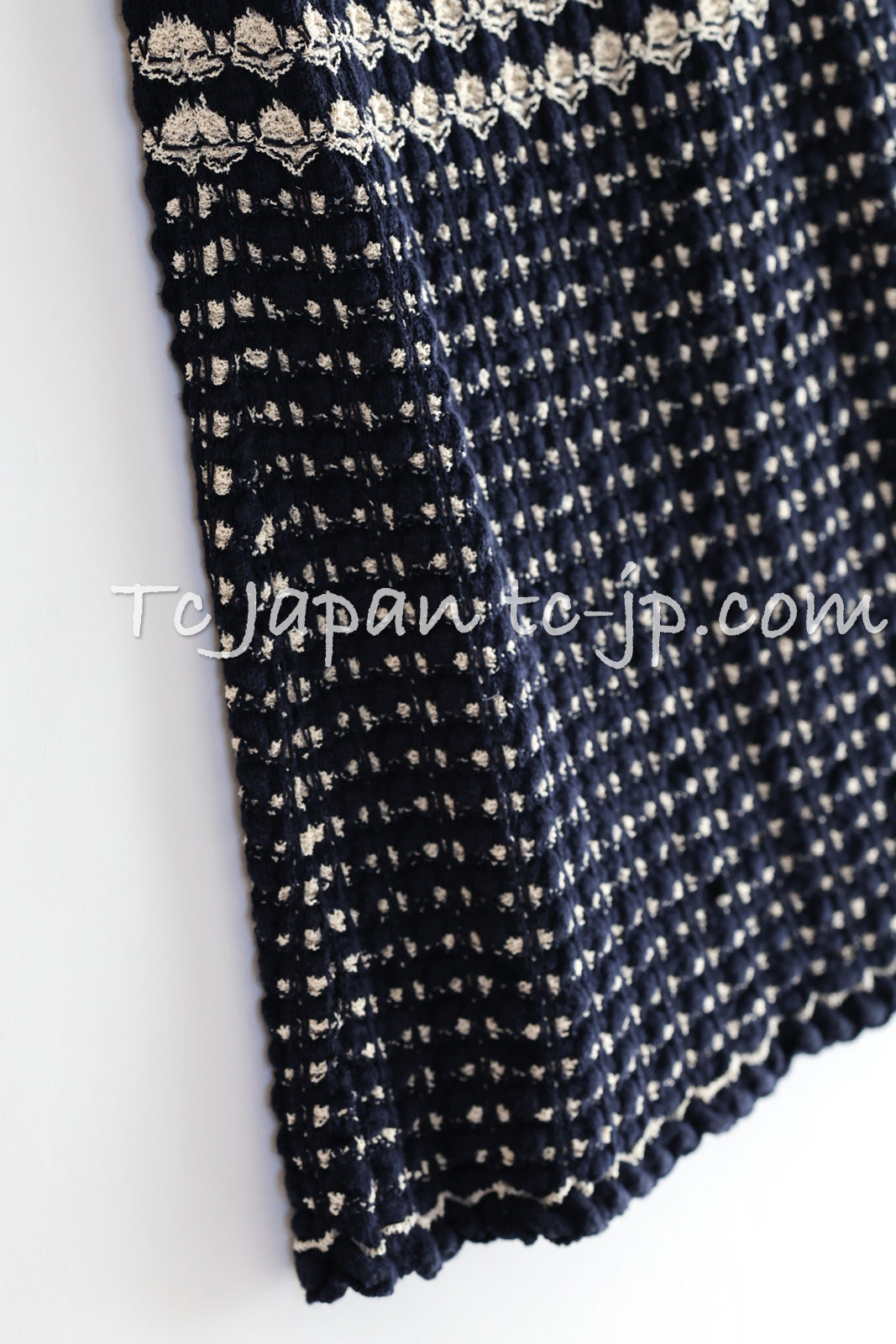 CHANEL 12S Beige Navy Mix Tweed Knit Dress 36 38 シャネル ベージュ ネイビー ミックス ツイード ニット ワンピース 即発