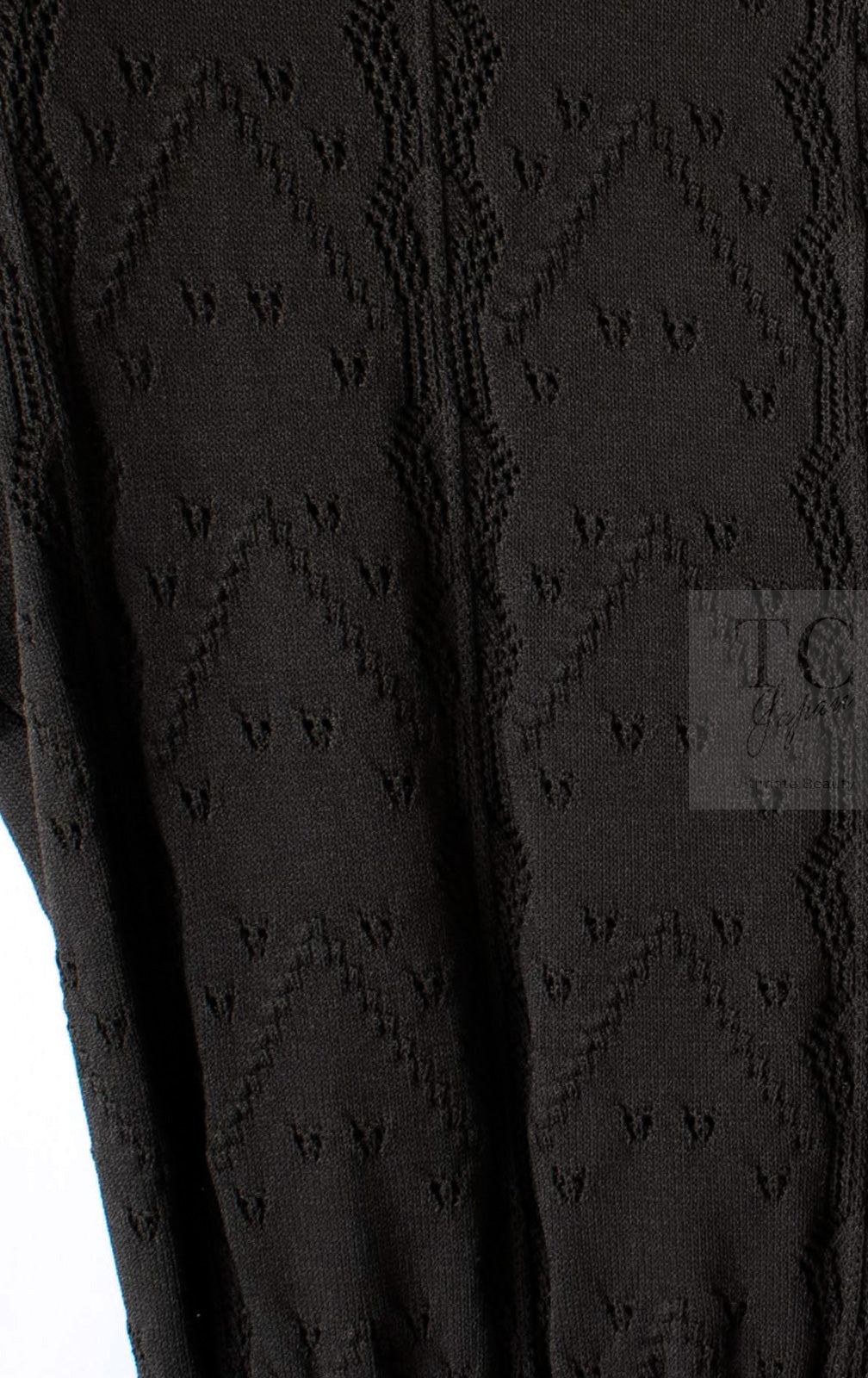 CHANEL 08S Dark Olive Pointelle Knit Dress 36 38 シャネル ダークオリーブ ポワンテル ニット ココボタン ワンピース 即発