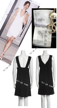 CHANEL 14C Black Terry CC Button Accents Soft Summer Dress 36 シャネル ブラック テリー柔らか素材 サマー ワンピース 即発