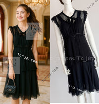 CHANEL 02S Black Silk Sleeveless Pleated Dress 38 シャネル ブラック シルク ノースリーブ プリーツ ワンピース 即発