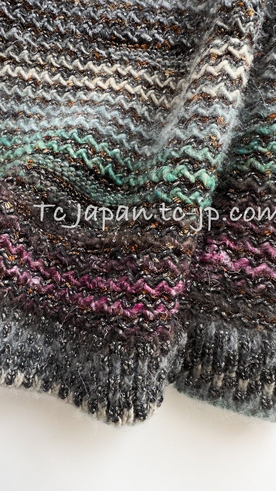 CHANEL 11PF Paris Byzance Gold Thread Mix Wool Knit Dress 34 36 シャネル ネイビー ミックス メタリック ニット ワンピース 即発