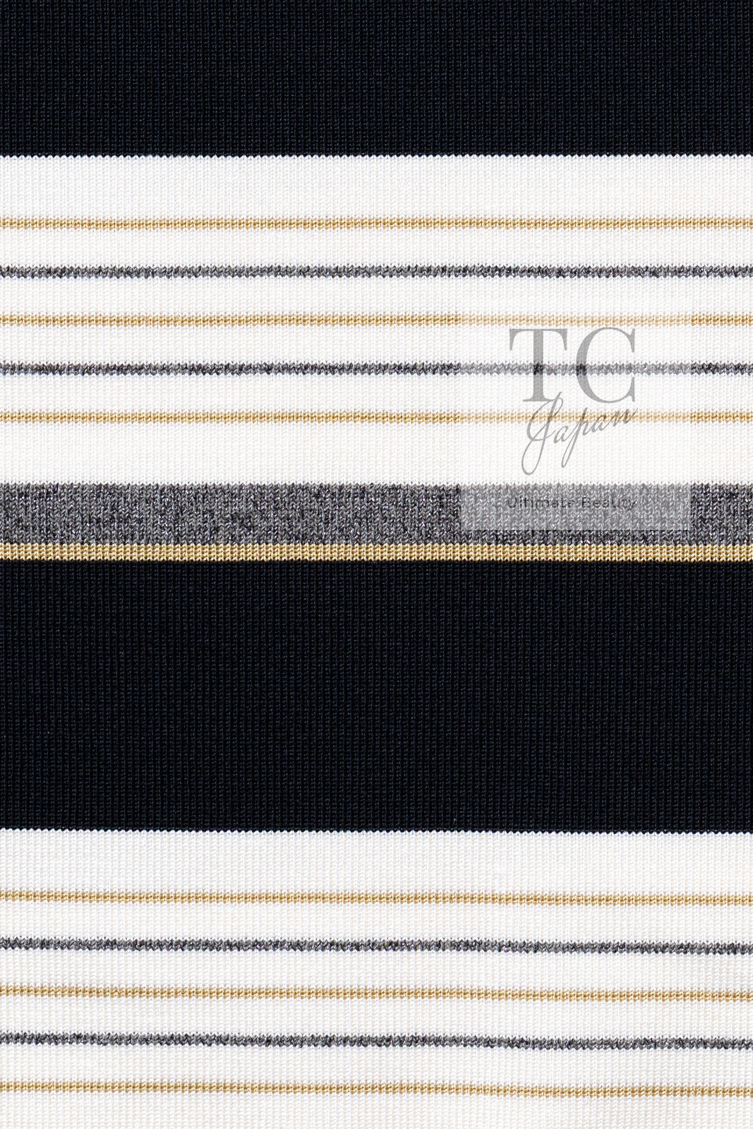 CHANEL 07S Beige Ivory Black Metallic Striped Silk Tunic Tops 40 シャネル ベージュ アイボリー ブラック メタリック ストライプ シルク チュニックトップス 即発