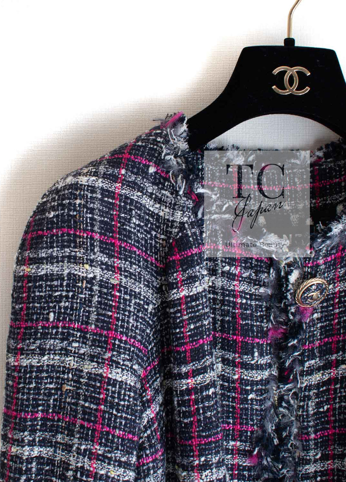 CHANEL 07S Navy White Pink Multicolor Cotton Tweed Coat 34 シャネル ネイビー ピンク ホワイト マルチカラー コットン ツイード ロング コート 即発