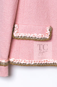 CHANEL 16C Pink Braid Trimming Cotton Jacket 36 シャネル ピンク ブレイドトリミング コットン ジャケット 即発