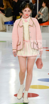 CHANEL 16C Pink Braid Trimming Cotton Jacket 36 シャネル ピンク ブレイドトリミング コットン ジャケット 即発