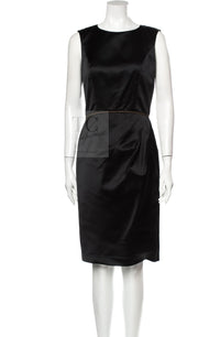 CHANEL 10C Black Gold Line Silk Sleeveless Dress 34 シャネル ブラック ゴールドライン サテン シルク ワンピース 即発
