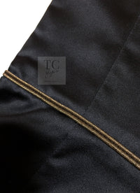 CHANEL 10C Black Gold Line Silk Sleeveless Dress 34 シャネル ブラック ゴールドライン サテン シルク ワンピース 即発