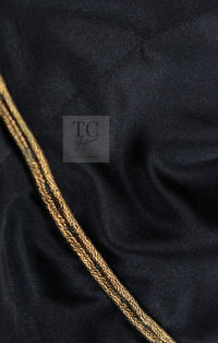 CHANEL 10C Black Gold Line Silk Sleeveless Dress 34 シャネル ブラック ゴールドライン サテン シルク ワンピース 即発