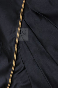 CHANEL 10C Black Gold Line Silk Sleeveless Dress 34 シャネル ブラック ゴールドライン サテン シルク ワンピース 即発