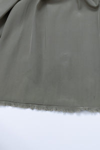 CHANEL 08A Olive Silk Leather Trim Pleated Dress 38 シャネル オリーブ シルク カーフ レザー トリム プリーツ ワンピース 即発