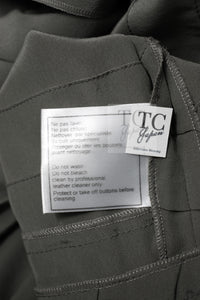 CHANEL 08A Olive Silk Leather Trim Pleated Dress 38 シャネル オリーブ シルク カーフ レザー トリム プリーツ ワンピース 即発