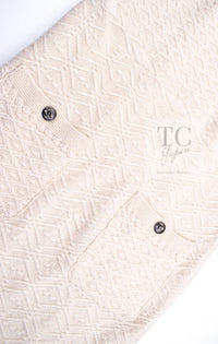 CHANEL 13B Ivory CC Logo Buttons Cashmere Knit Dress 42 シャネル アイボリー ココボタン カシミア 100% ニット ワンピース 即発