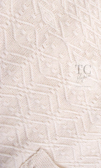 CHANEL 13B Ivory CC Logo Buttons Cashmere Knit Dress 42 シャネル アイボリー ココボタン カシミア 100% ニット ワンピース 即発