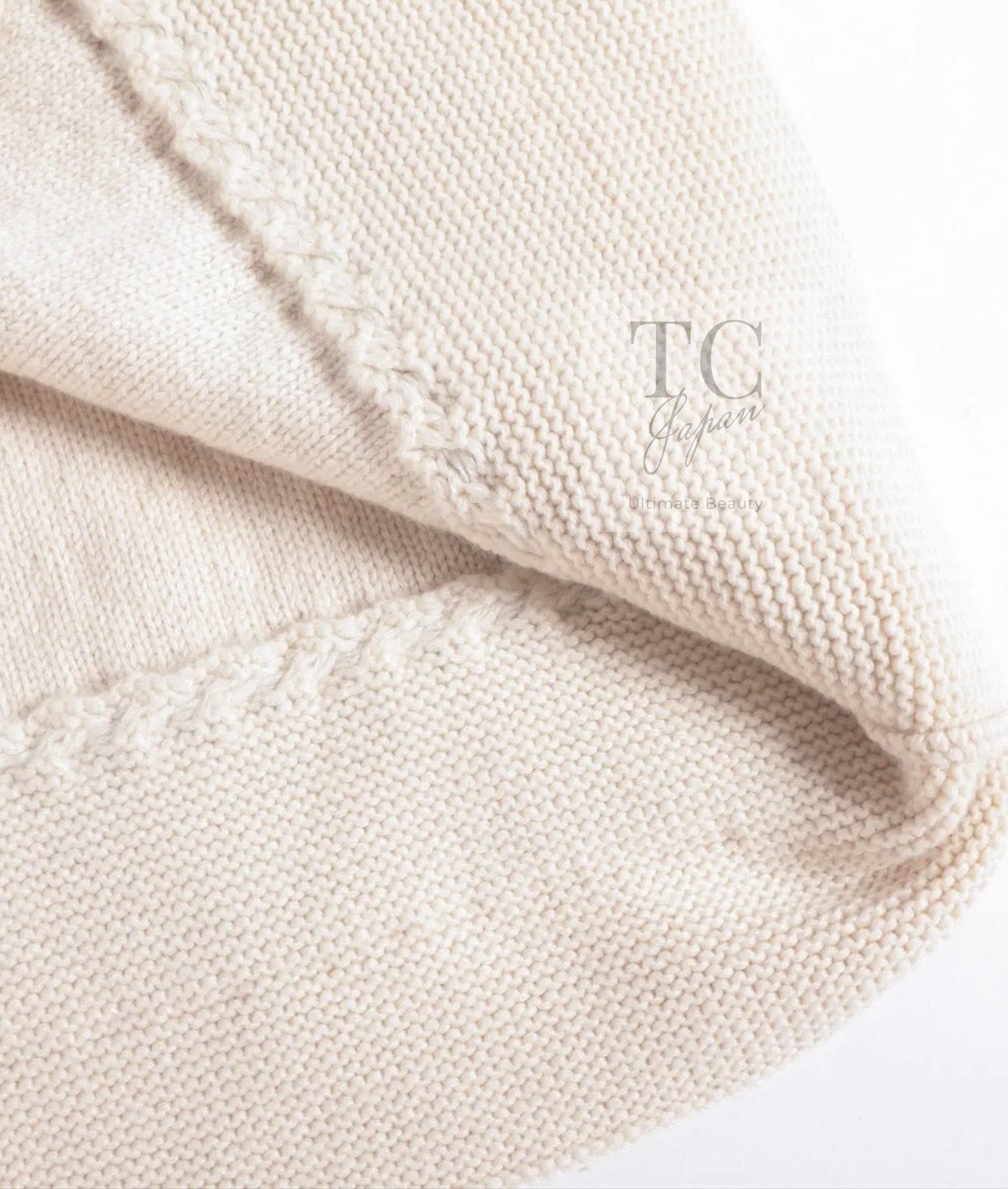 CHANEL 13B Ivory CC Logo Buttons Cashmere Knit Dress 42 シャネル アイボリー ココボタン カシミア 100% ニット ワンピース 即発