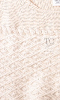 CHANEL 13B Ivory CC Logo Buttons Cashmere Knit Dress 42 シャネル アイボリー ココボタン カシミア 100% ニット ワンピース 即発