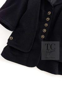 CHANEL 07S Black CC Logo Button Wool Silk Tweed Jacket 34 36 シャネル ブラック ココボタン CC ロゴ ウール シルク ツイード ジャケット 即発