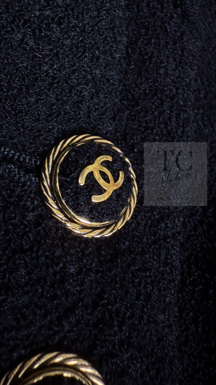 CHANEL 07S Black CC Logo Button Wool Silk Tweed Jacket 34 36 シャネル ブラック ココボタン CC ロゴ ウール シルク ツイード ジャケット 即発