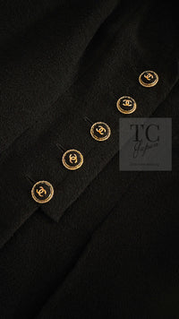 CHANEL 07S Black CC Logo Button Wool Silk Tweed Jacket 34 36 シャネル ブラック ココボタン CC ロゴ ウール シルク ツイード ジャケット 即発