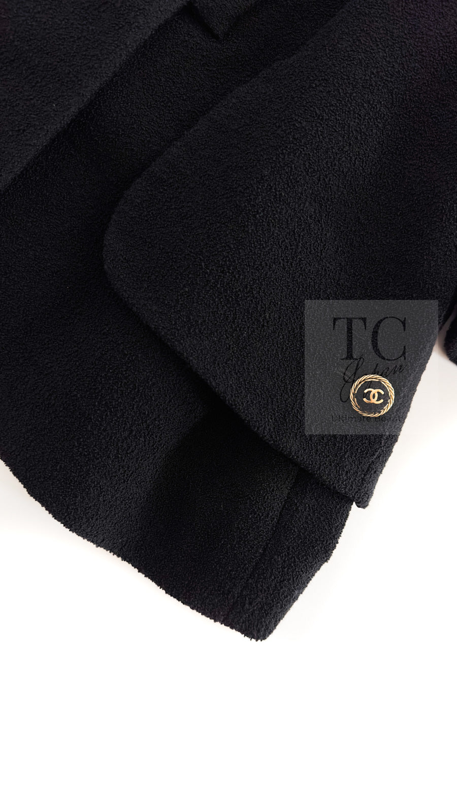 CHANEL 07S Black CC Logo Button Wool Silk Tweed Jacket 34 36 シャネル ブラック ココボタン CC ロゴ ウール シルク ツイード ジャケット 即発