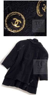 CHANEL 07S Black CC Logo Button Wool Silk Tweed Jacket 34 36 シャネル ブラック ココボタン CC ロゴ ウール シルク ツイード ジャケット 即発