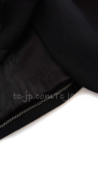 CHANEL 07A Black Wool Jacket Skirt Suit with Belt 44 46 シャネル ブラック ウール 100% ジャケット スカート スーツ ベルト付き 即発