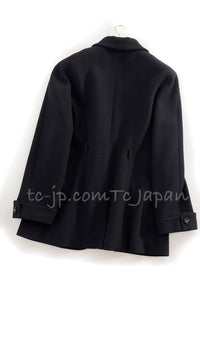 CHANEL 07A Black Wool Jacket Skirt Suit with Belt 44 46 シャネル ブラック ウール 100% ジャケット スカート スーツ ベルト付き 即発