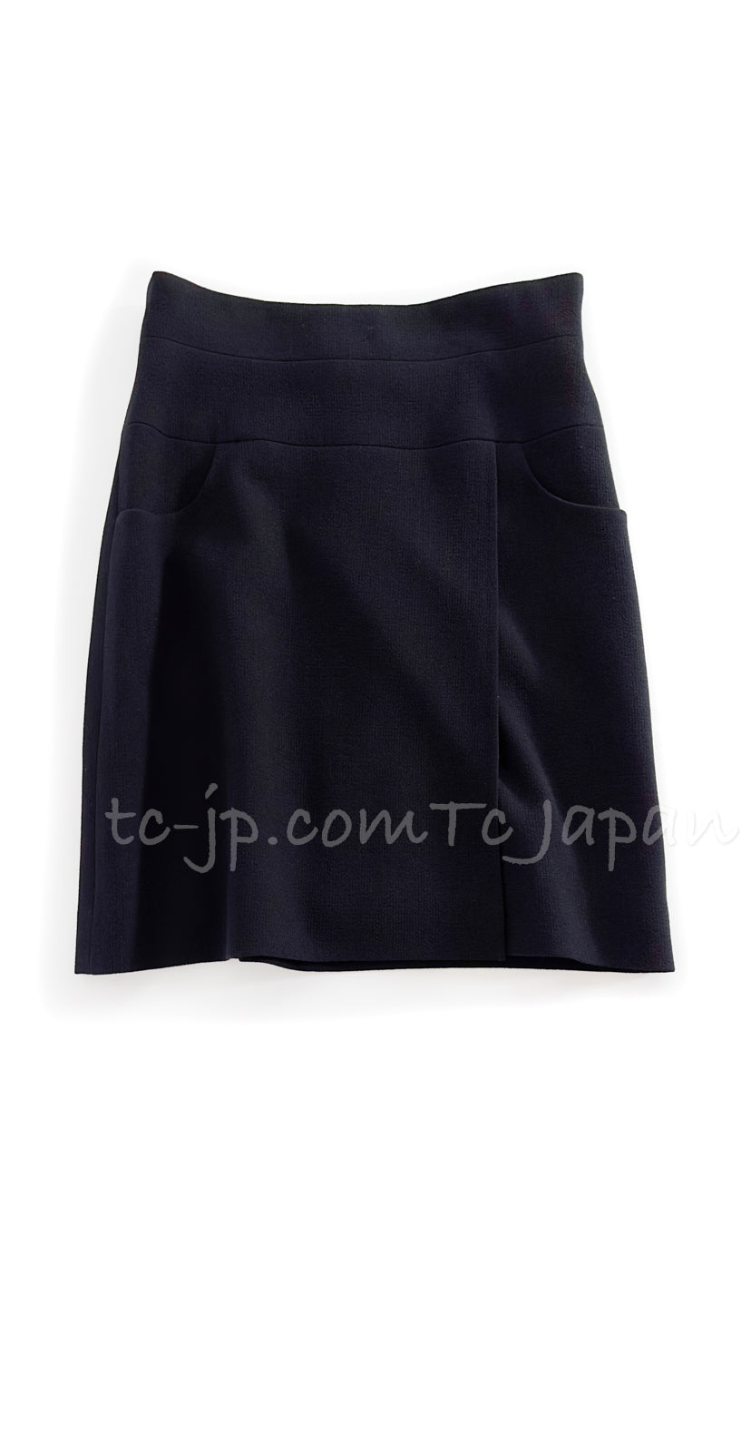 CHANEL 07A Black Wool Jacket Skirt Suit with Belt 44 46 シャネル ブラック ウール 100% ジャケット スカート スーツ ベルト付き 即発
